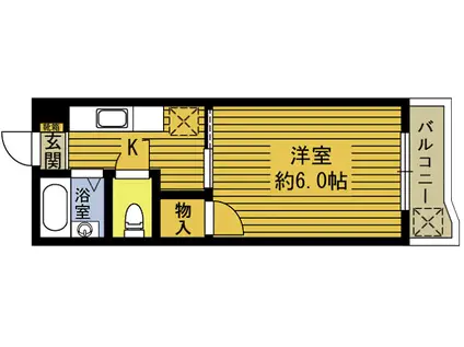 エクセル大在(1K/1階)の間取り写真