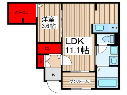 ファミリエ(1LDK/1階)の間取り写真