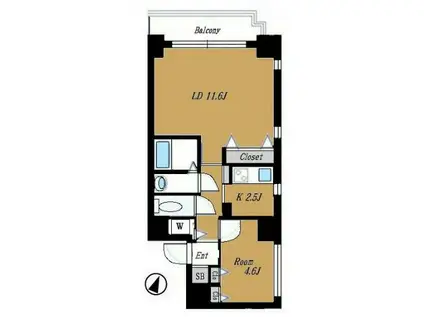グラントゥルース神田岩本町(1LDK/12階)の間取り写真