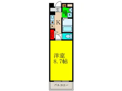 ヴェルシェソワ(1K/3階)の間取り写真