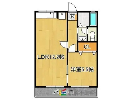 サティ春日II(1LDK/2階)の間取り写真