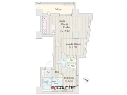 パールコート仙川(2LDK/5階)の間取り写真