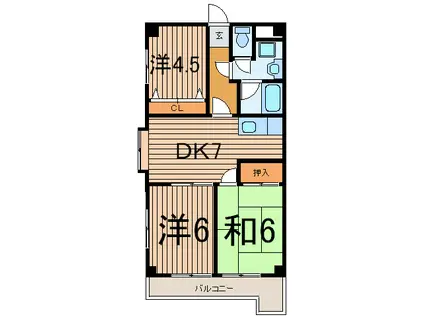 サニーヒル久が原(3DK/5階)の間取り写真