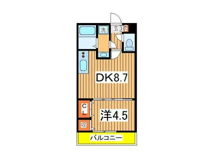 EDO GRAND(1DK/2階)の間取り写真