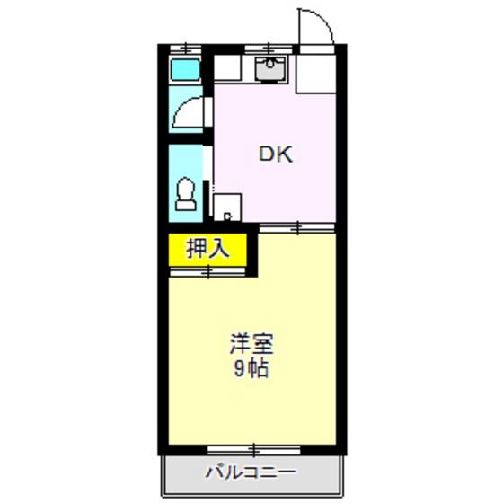 ヴィラ花みずきI(1DK/2階)の間取り写真