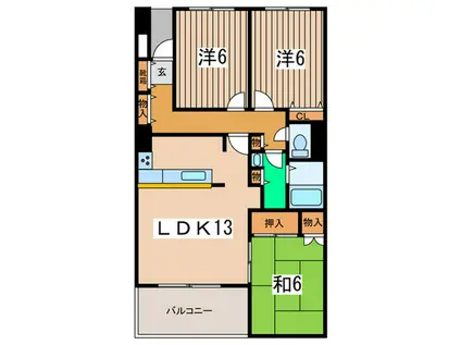 アーヴァイン山太(3LDK/3階)の間取り写真