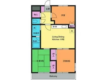 Kワンビル(3LDK/3階)の間取り写真