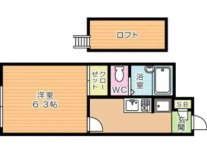 ハイツみらい(1K/2階)の間取り写真