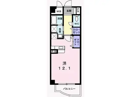 CON BRIO(ワンルーム/3階)の間取り写真