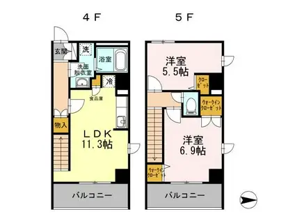 シルフィッド(2LDK/4階)の間取り写真