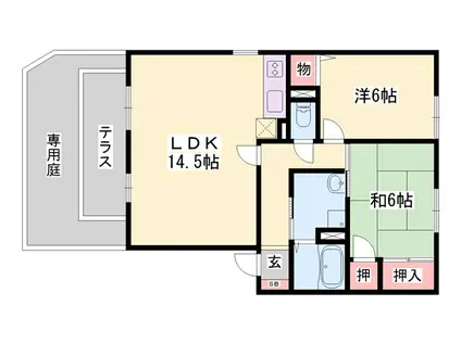 セリーヌヴィレッジA棟(2LDK/1階)の間取り写真