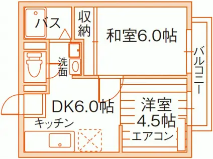 フェリーチェ倉田(2DK/2階)の間取り写真