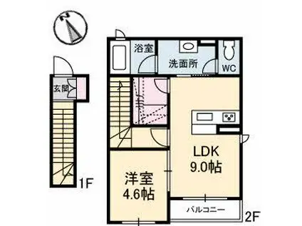エクラシエ T(1LDK/2階)の間取り写真