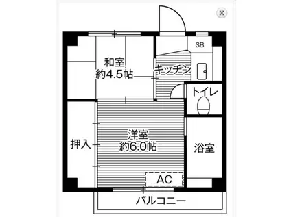磐城5号棟(2K/1階)の間取り写真