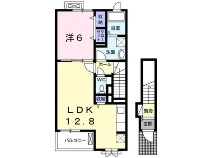 サンライズくすの木C(1LDK/2階)の間取り写真