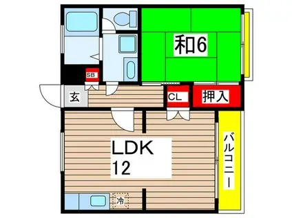 メゾンドイズミA(1LDK/3階)の間取り写真