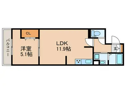 セレスティア西台B(1LDK/3階)の間取り写真