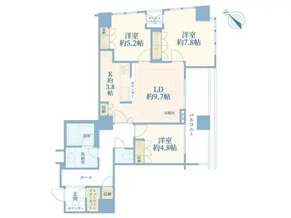 サンウッド品川天王洲タワー(3LDK/21階)の間取り写真
