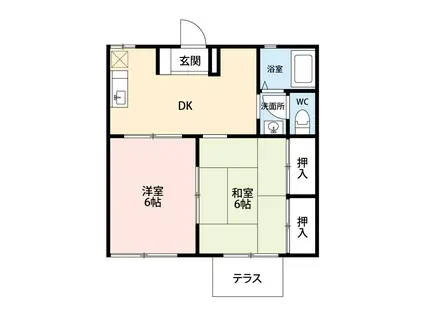 ジュネスエムオー(2DK/1階)の間取り写真