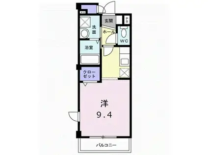 ノースコートA(ワンルーム/2階)の間取り写真