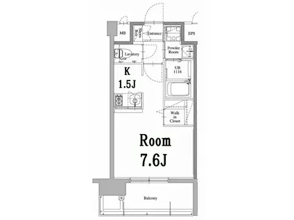 エンクレスト天神LARK(1SK/6階)の間取り写真