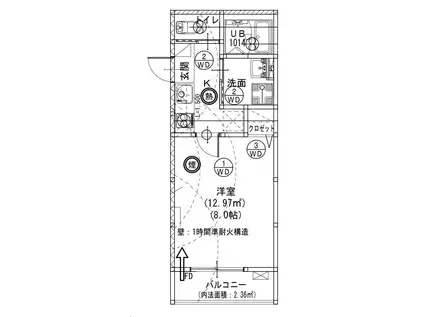 桜ヶ丘アパート(1K/1階)の間取り写真