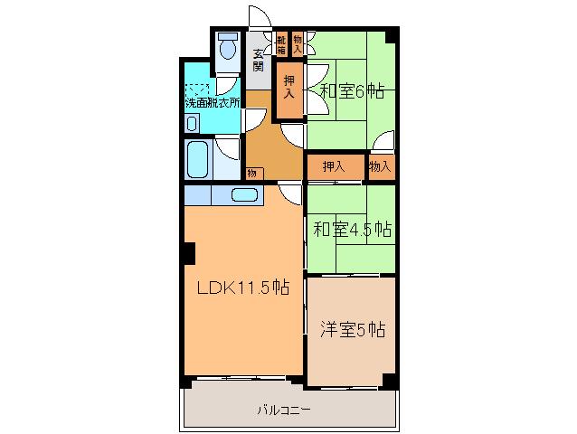 レジデンス西岡(3LDK/4階)の間取り写真