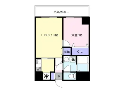 エステートモア天神アクシス(1LDK/11階)の間取り写真