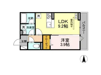 D-ROOM東深津(1LDK/3階)の間取り写真