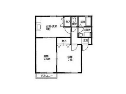 カーサ ミラソーレ(1LDK/2階)の間取り写真