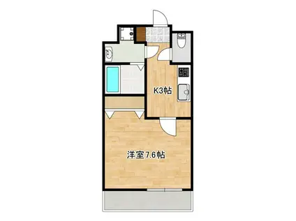 クロノス47黒髪(1K/2階)の間取り写真