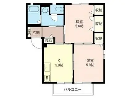 エイコーンA(2K/2階)の間取り写真