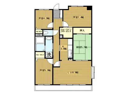 オクトス市が尾(4LDK/6階)の間取り写真