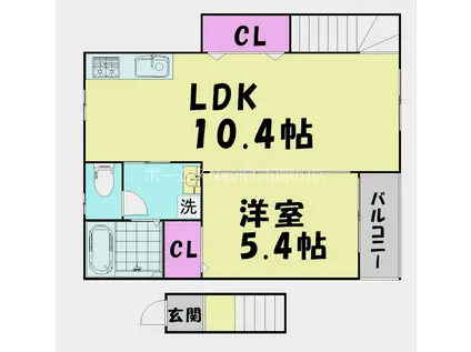 TJ御坊(1LDK/2階)の間取り写真