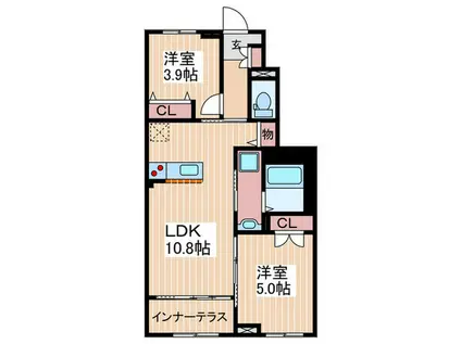 SHINE・STELLA(2LDK/1階)の間取り写真