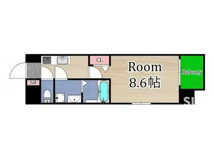 スプランディッド京橋イースト(1K/4階)の間取り写真