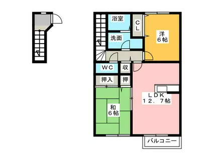 ロジュマンペルルA棟(2LDK/2階)の間取り写真