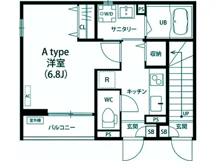 リブリ・HIDE Ⅰ(1K/1階)の間取り写真