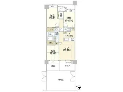 クオス保土ヶ谷(3LDK/1階)の間取り写真