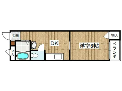 ダンディーA(1DK/2階)の間取り写真