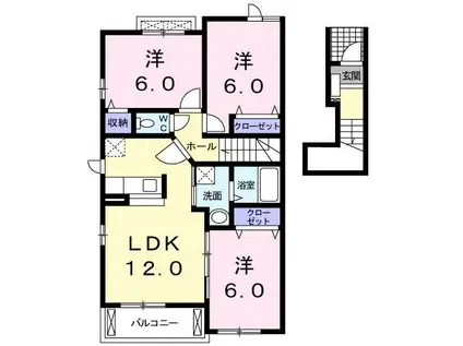 カーサプラシードA・B(3LDK/2階)の間取り写真