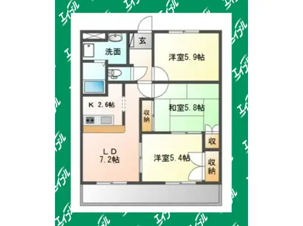 エメラルド・ノービレI(3DK/3階)の間取り写真