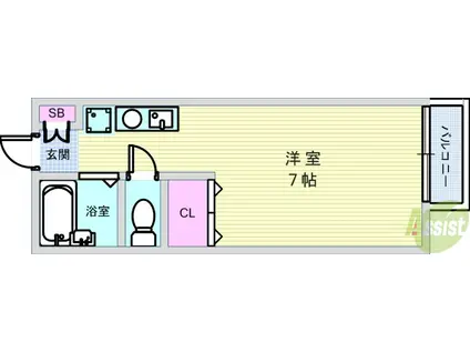 メゾンアンソレイエ(1K/2階)の間取り写真