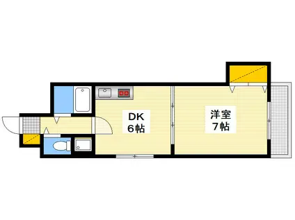 ラフィネ堺町(1DK/4階)の間取り写真
