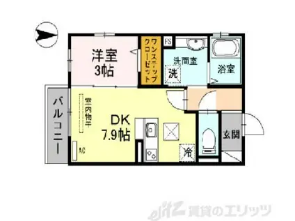 シャルム総持寺(1DK/1階)の間取り写真