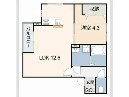 SUCCESS ONE(1LDK/1階)の間取り写真