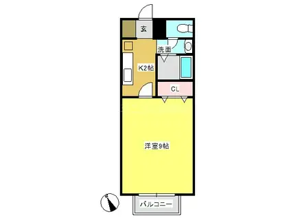 ピーシフルオサニC(1K/1階)の間取り写真