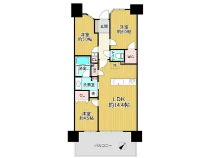 プラウドシティ豊田多摩平の森C棟(3LDK/2階)の間取り写真