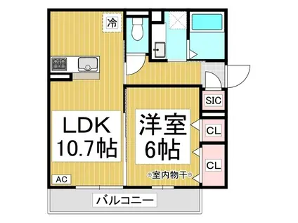 トリシア(1LDK/1階)の間取り写真
