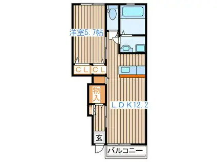 ドゥ・アネッサVI(1LDK/1階)の間取り写真